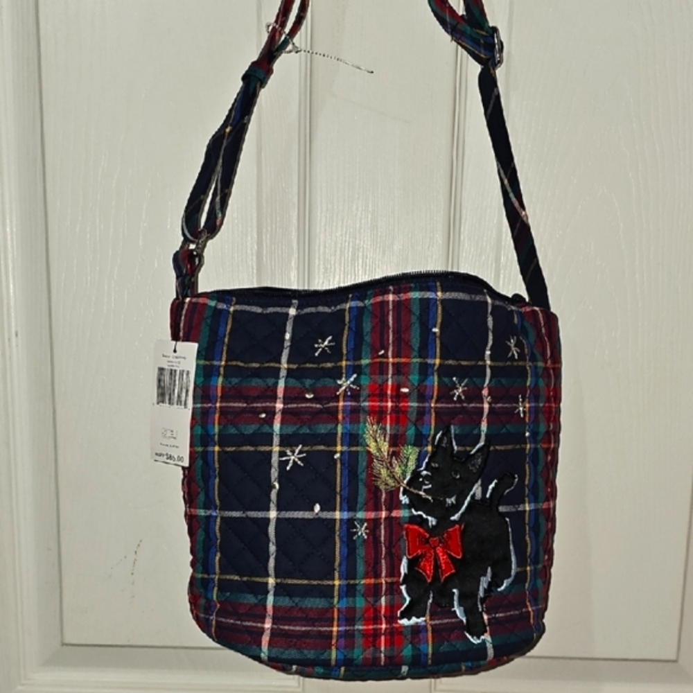 Vera Bradley Scottie Dog Plaid Bucket Crossbody Shoulder Bag